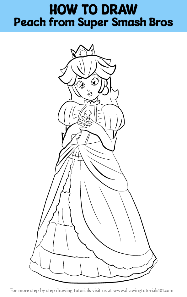 How to draw peach from super smash bros super smash bros step by step