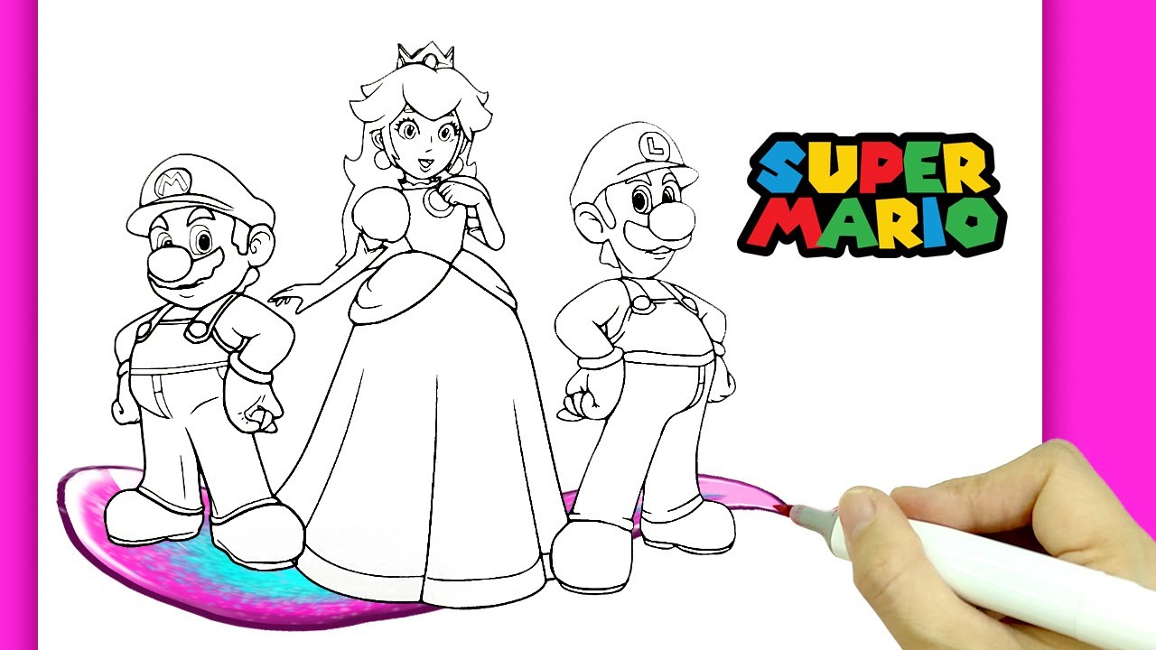 Ario bros ario luigi princess peach bowzer coloring page coloring book