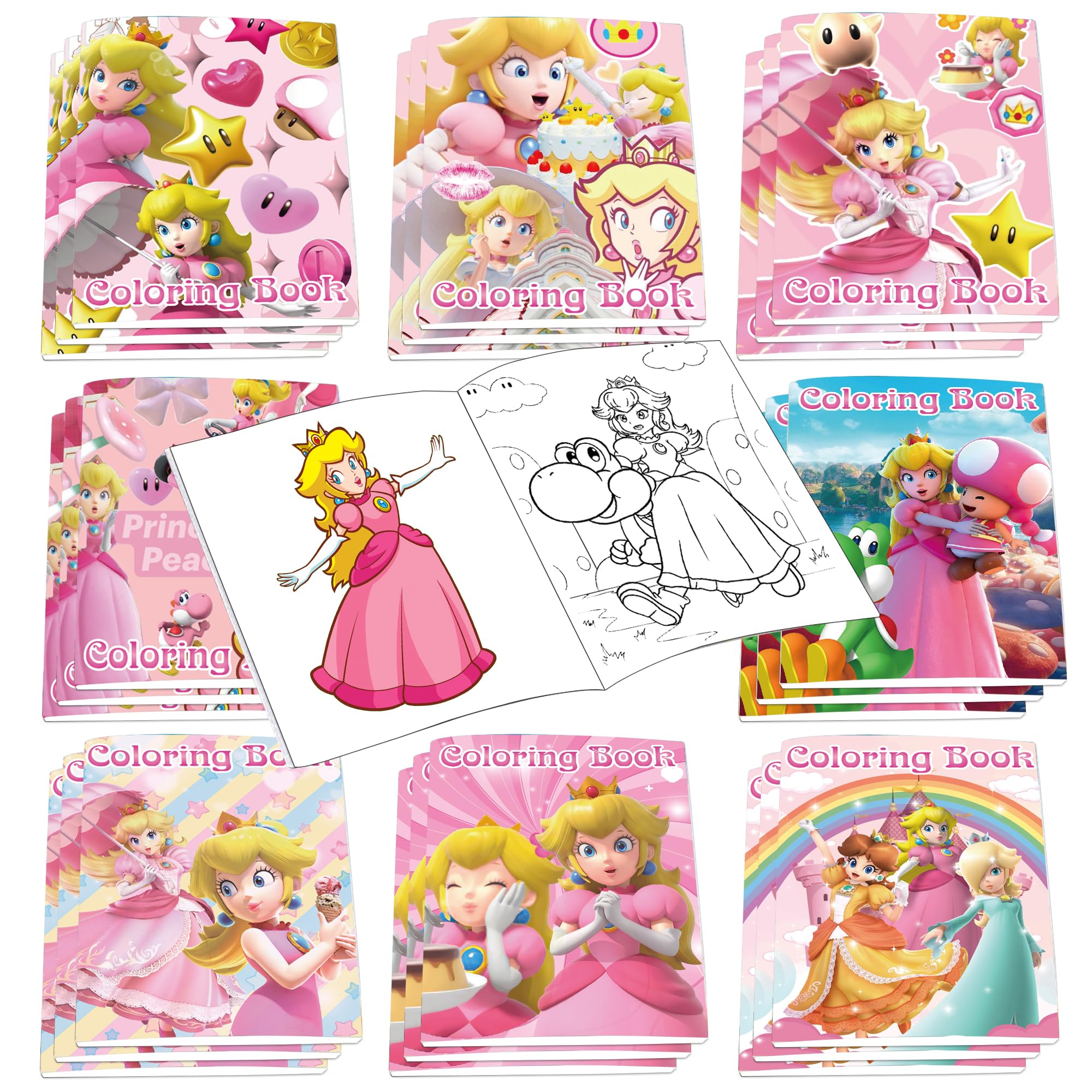 Pcs princess peach party coloring books bulk mini diy drawing book set for peach party favors birthday gifts party favors class activity supplies decorations toys games