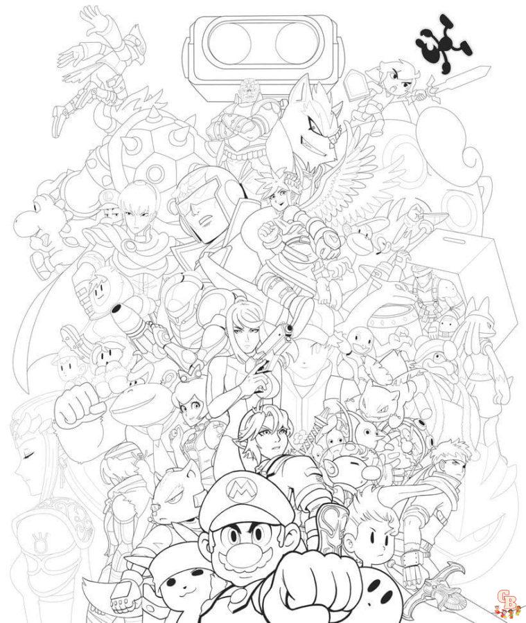 Super smash brothers coloring pages free printable