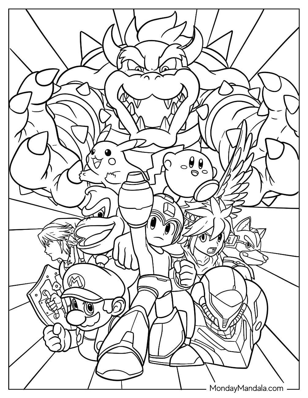 Super smash bros coloring pages free pdf printables