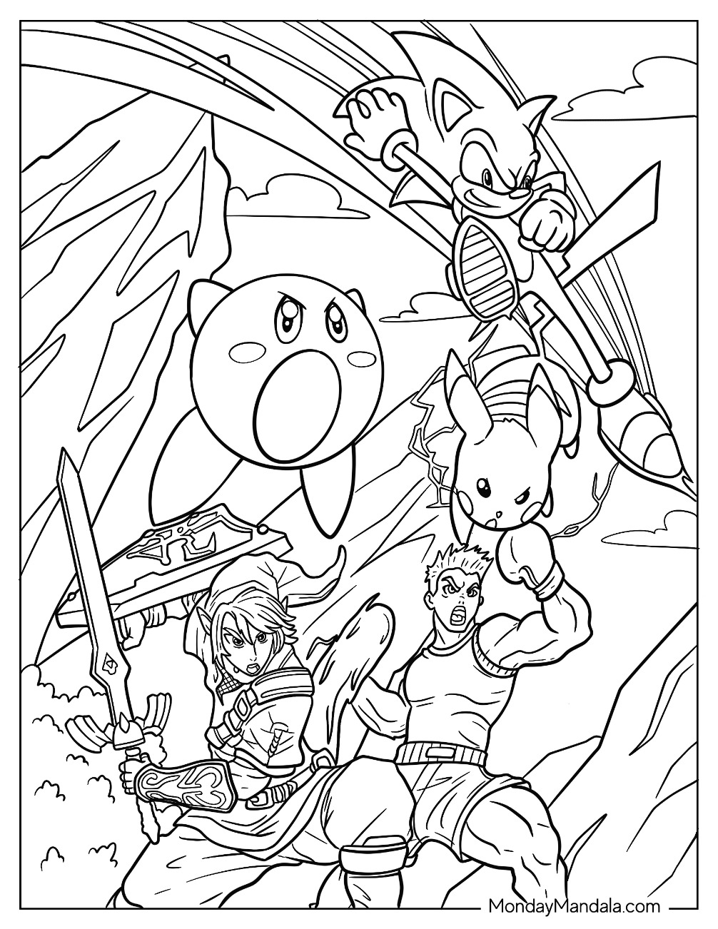 Super smash bros coloring pages free pdf printables