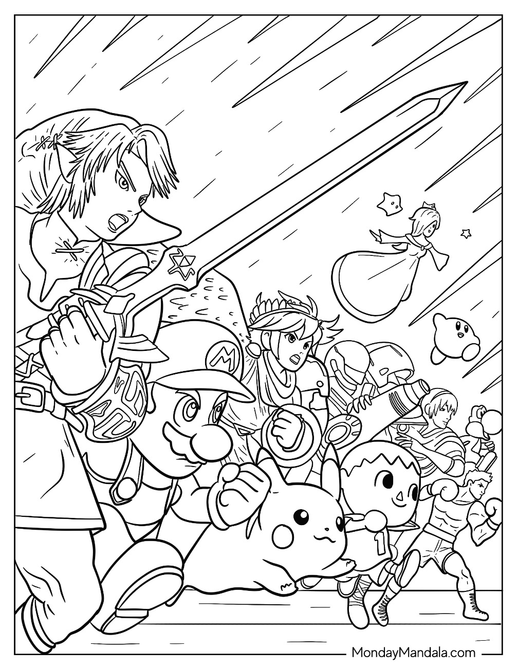 Super smash bros coloring pages free pdf printables