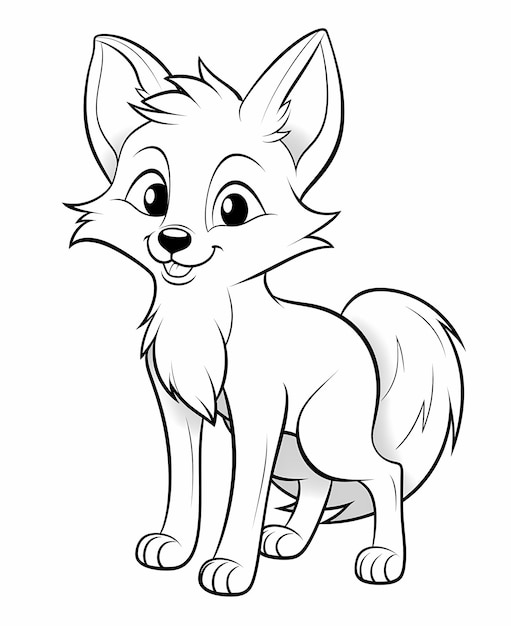 Premium ai image colorful adventures with a cute fox super easy coloring page for kids