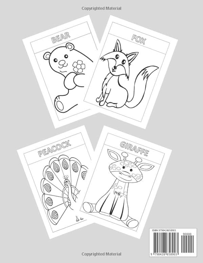 Super cute animals coloring book for kids ages funny animals my first book of easy coloring pages of animal letters a to z for boys girls toddlers preschool and