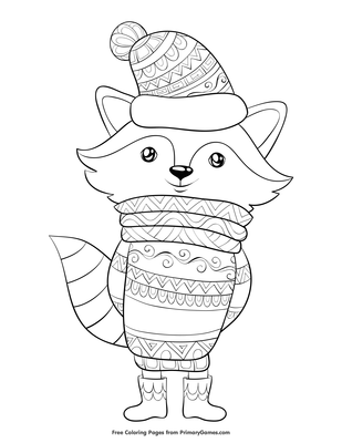 Bundled up fox coloring page â free printable pdf from