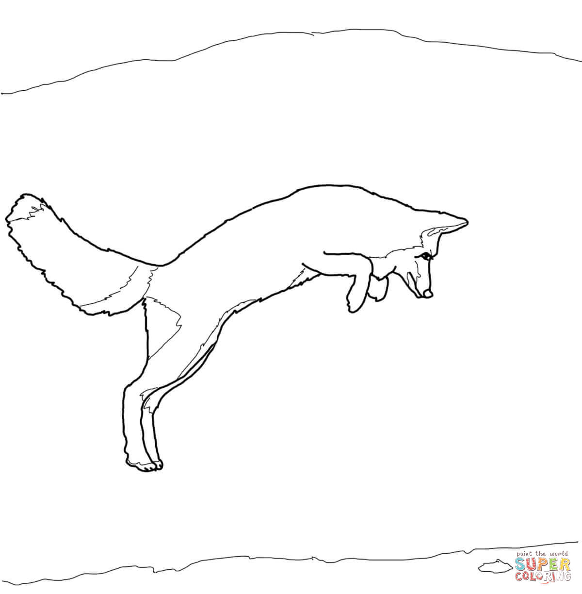 Arctic fox jump coloring page free printable coloring pages