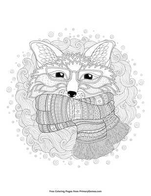 Winter fox coloring page â free printable pdf from