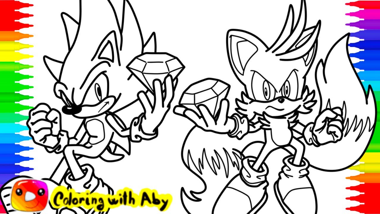 Super sonic and super tails coloring page how to draw super sonic ncs music