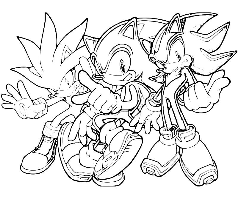 Super sonic shadow and silver coloring pages