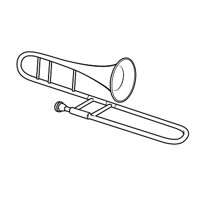 Vector illustration of trombone isolated on white background for kids coloring activity worksheetworkbook stock illustration