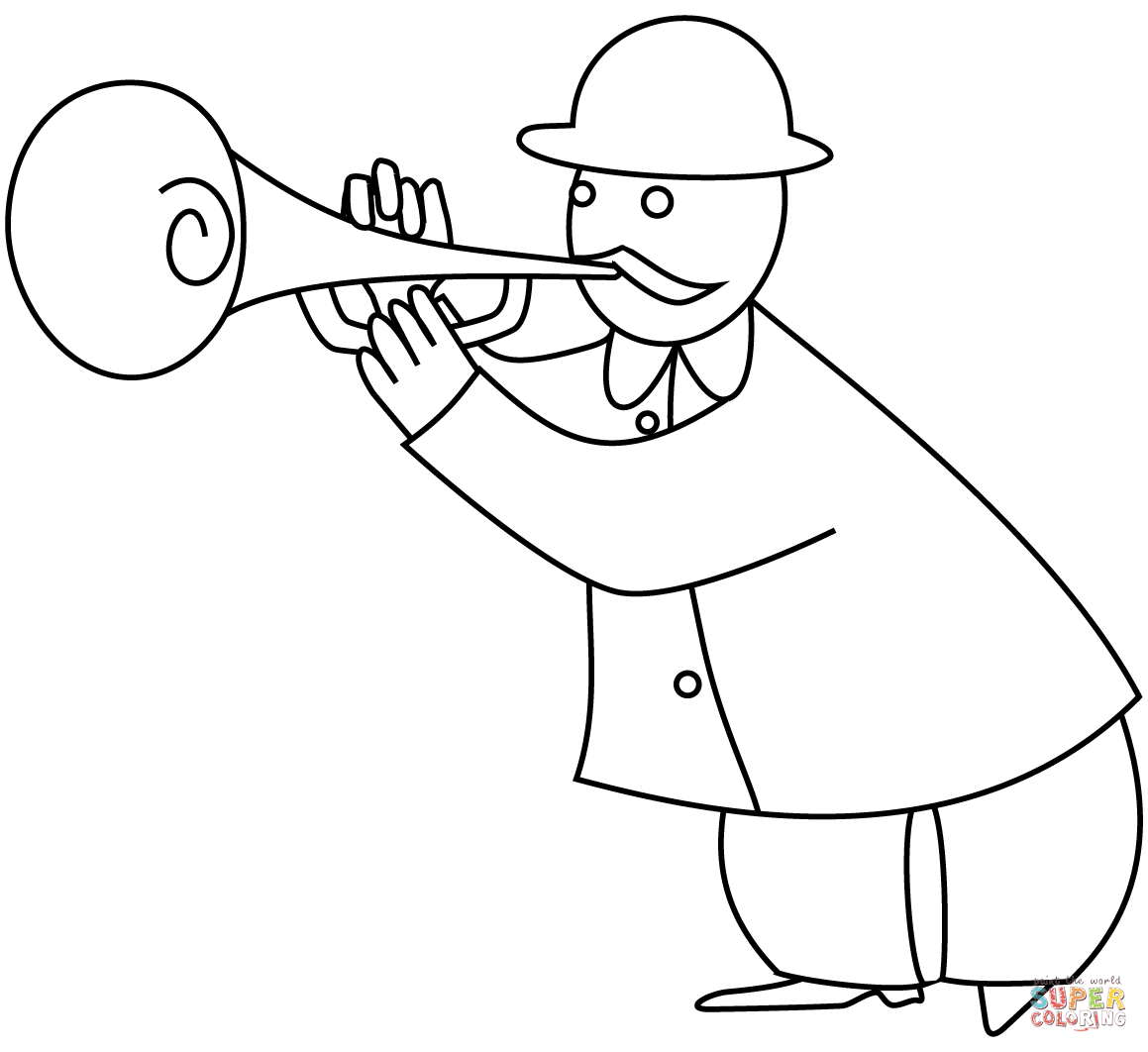 Trumpet player coloring page free printable coloring pages