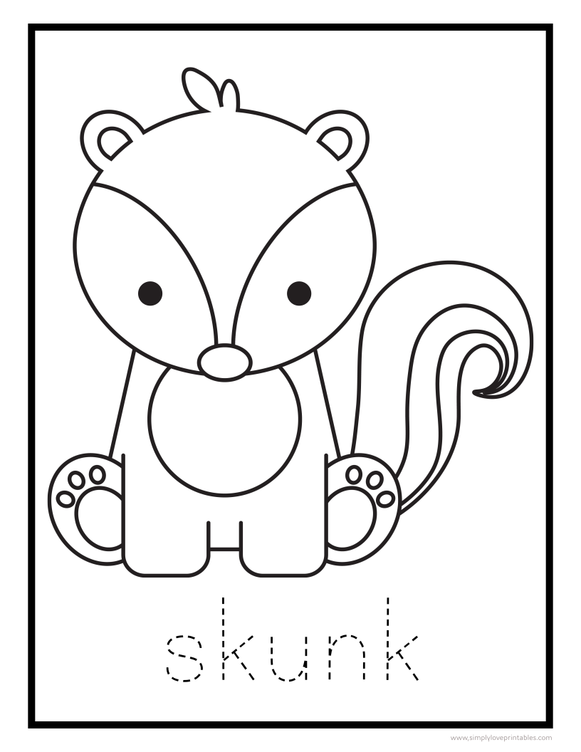 Free printable animal coloring pages with letter tracing