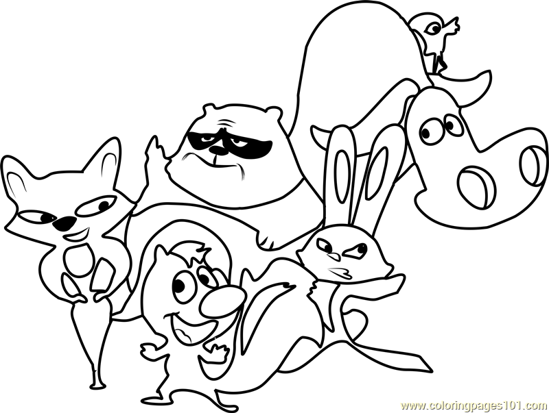 Skunk fu army coloring page for kids