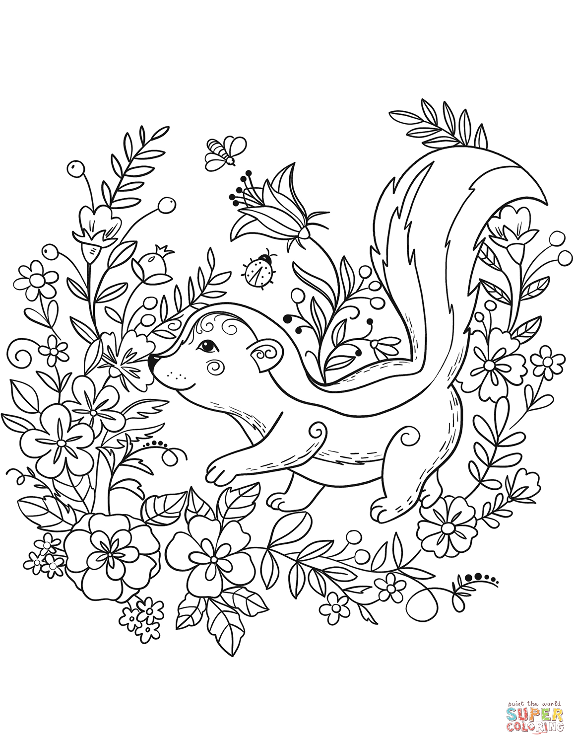 Skunk coloring page free printable coloring pages