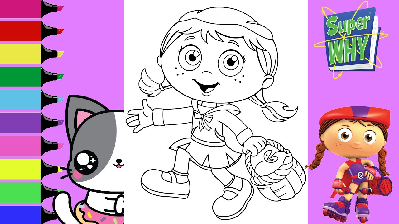 Coloring super why red riding hood alpha pig coloring book pages sprinkled donuts jr