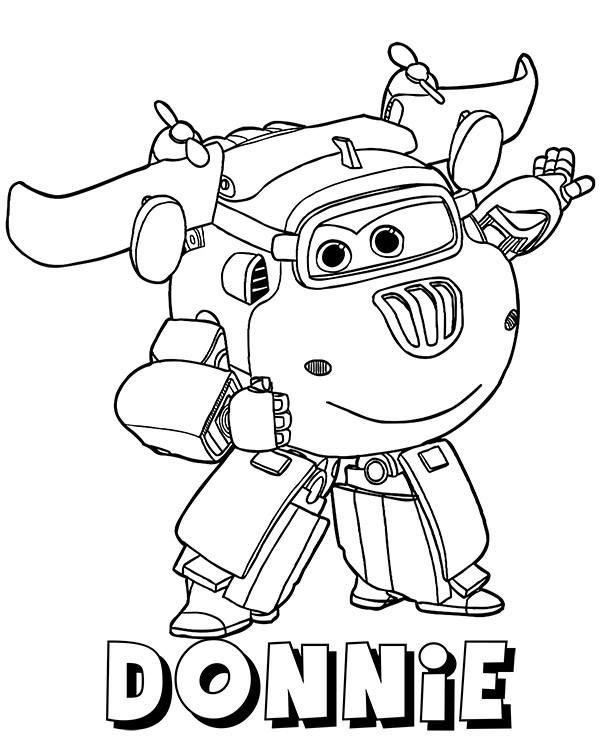 Donnie plane on free printable coloring page super wings