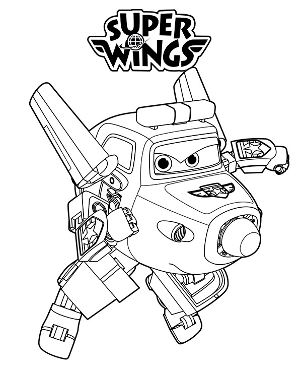Super wings paul coloring page for kids