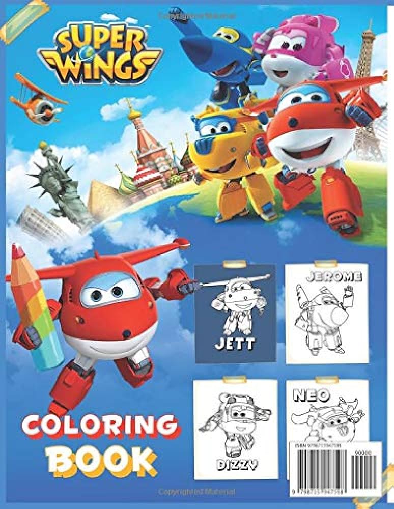 Super wings coloring book giant pages exclusive design inside superwings jumbo coloring book for kids jordan wendy books