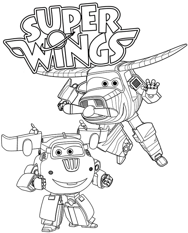 Cartoon super wings coloring pages for kids