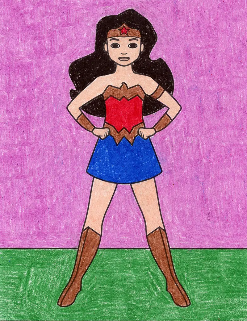 Easy how to draw wonder woman tutorial video coloring page