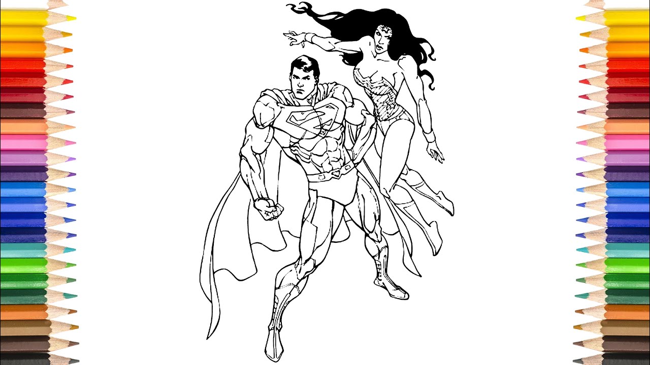 Superman with wonder woman coloring pages dc couple super wonder coloring pages