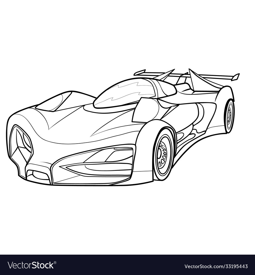 Sketch a car coloring book isolated object vector image
