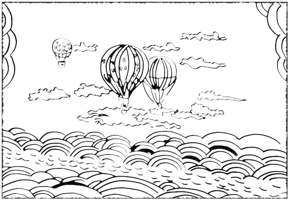 Balloons coloring page for kids unique design