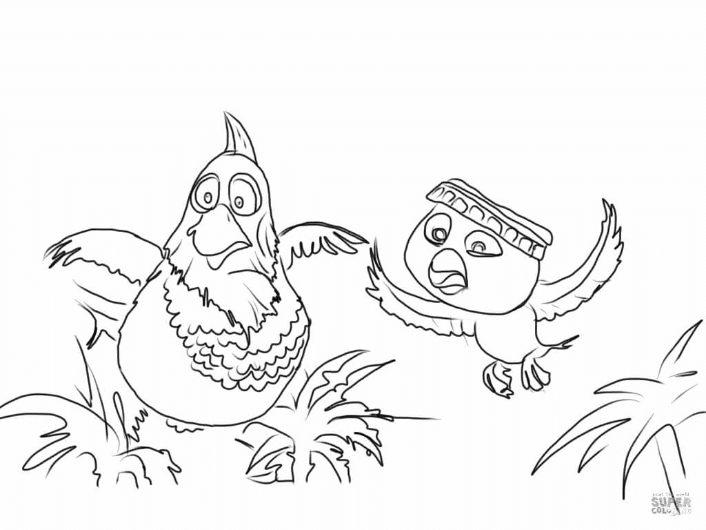 Pedro and nico are flying in the jungle coloring page