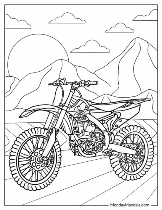 Dirt bike coloring pages free pdf printables