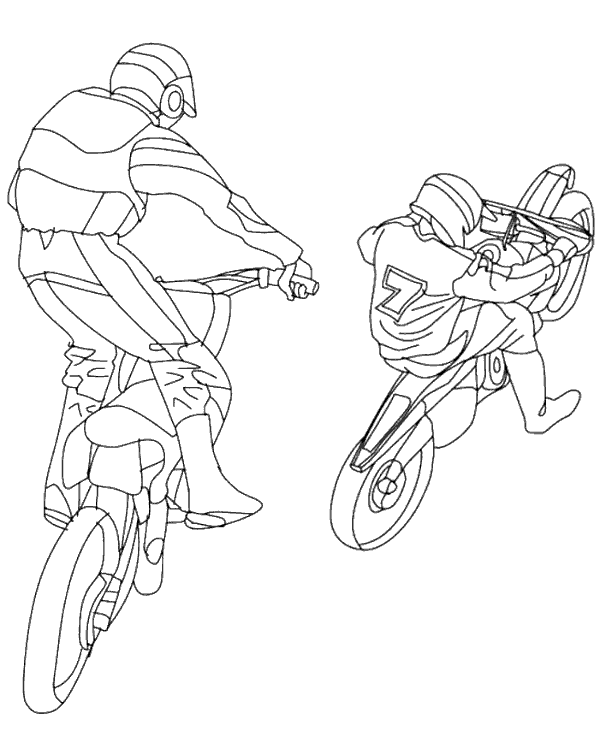 Motocross simple picture for coloring