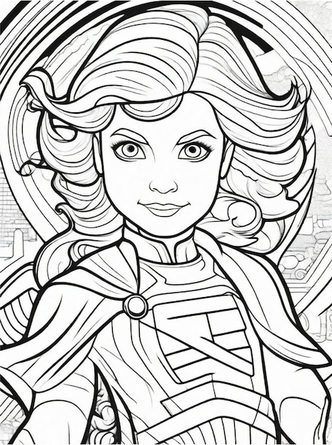 Premium ai image coloring page for kids superhero line art