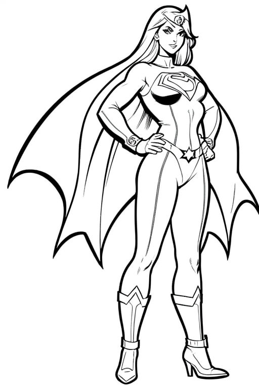 Supergirl in the detailed line art brian bolland style