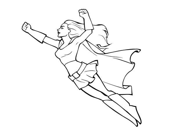 Super girl flying coloring page