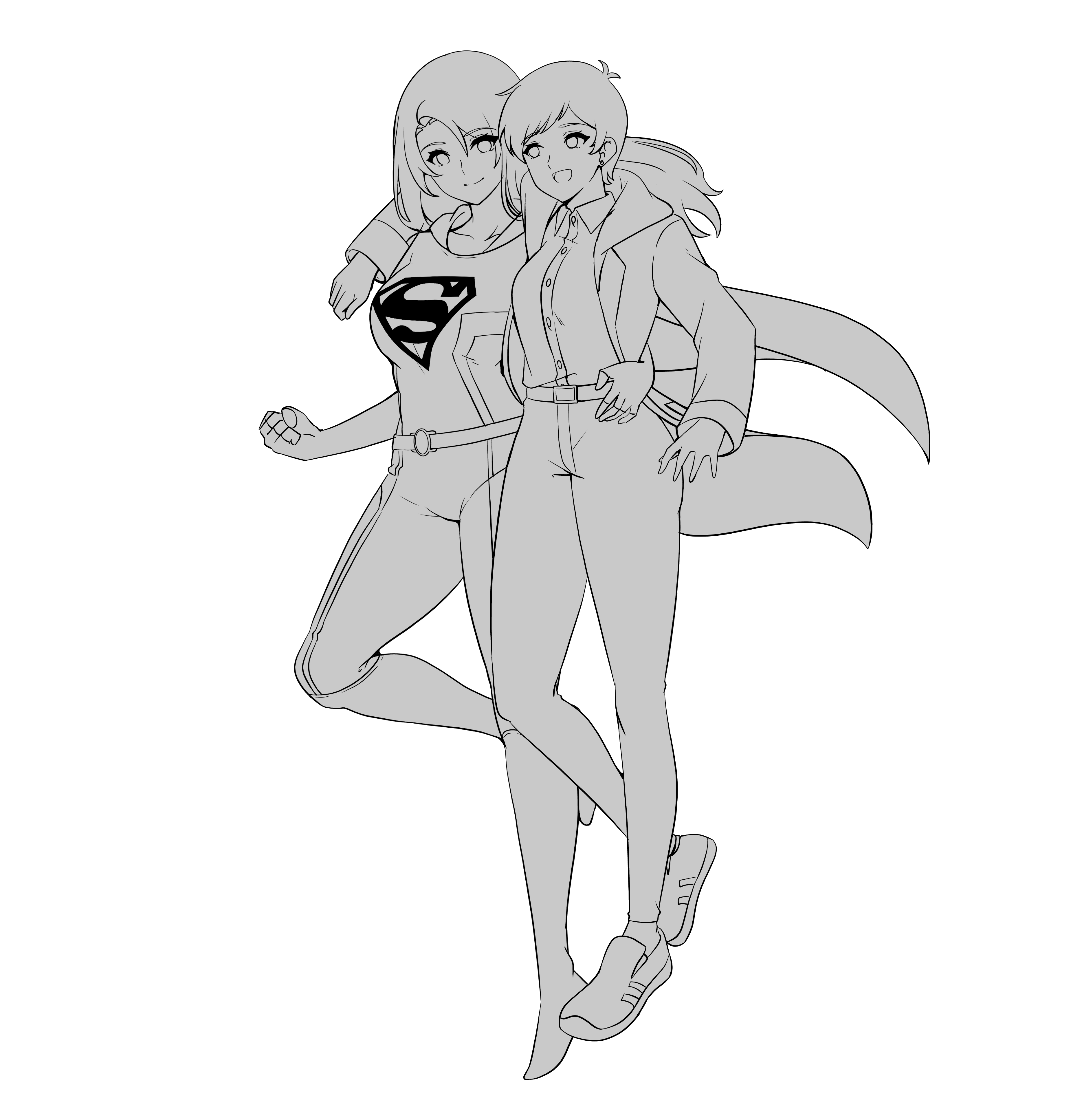 Line art for fanfiction adventures with supergirloc rwholesomeyuri