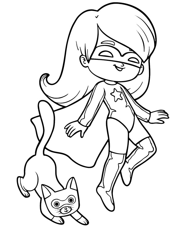 Supercat supergirl coloring page