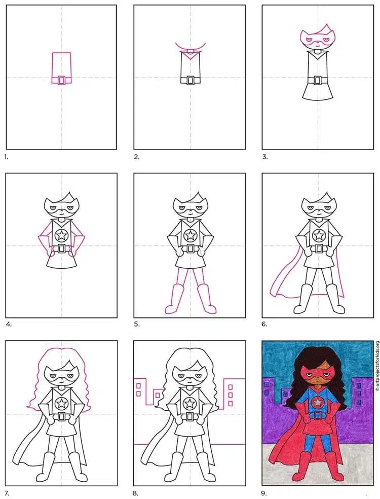Easy how to draw supergirl tutorial and supergirl coloring page
