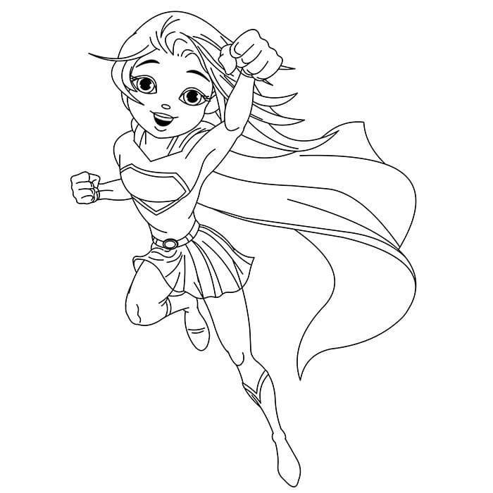 Cute supergirl coloring page