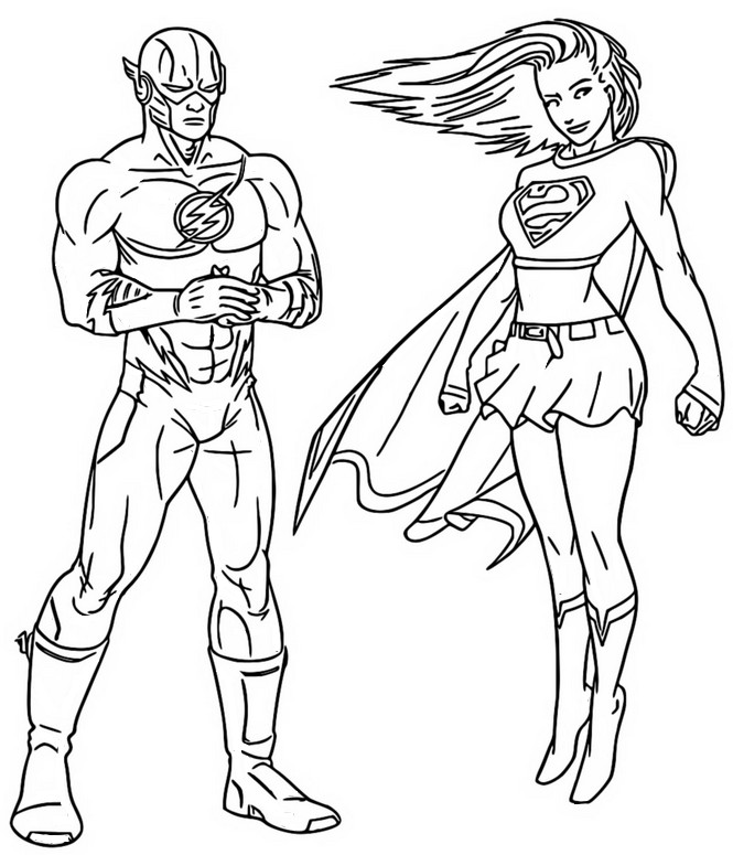Coloring page the flash supergirl the flash