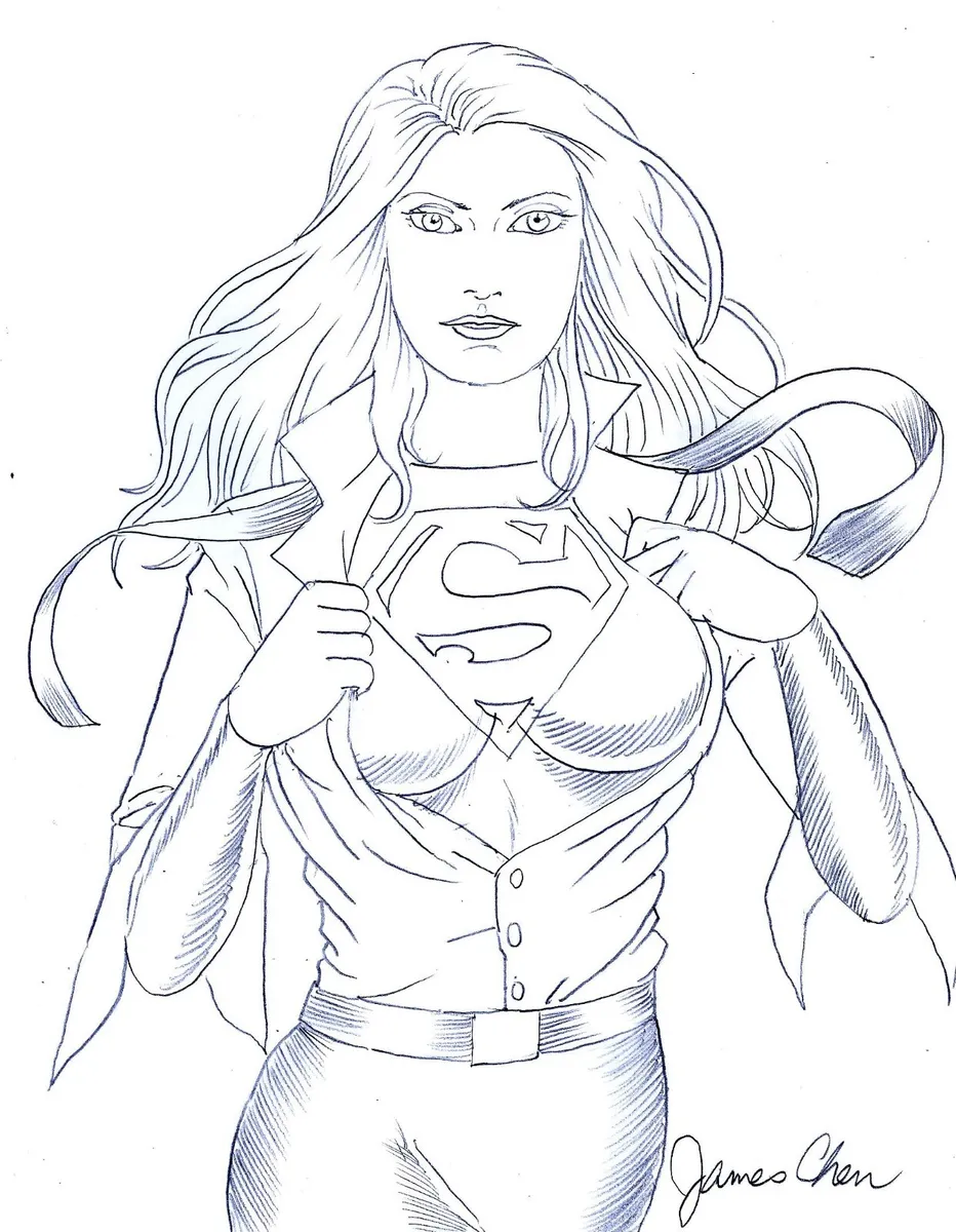 Supergirl kara original ic art pencil sketch on card stock
