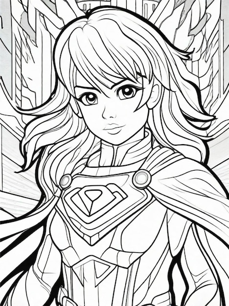 Premium ai image coloring page for kids anime superhero line art