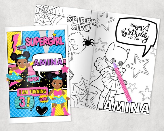 Supergirl personalized coloring books custom party favors