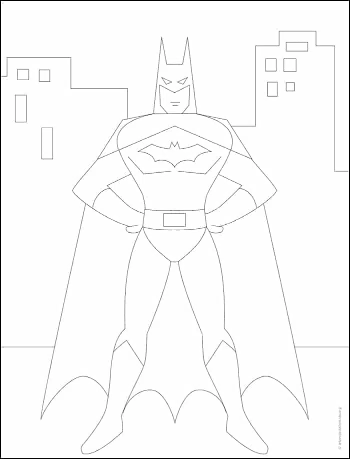 Easy how to draw batman tutorial and batman coloring page