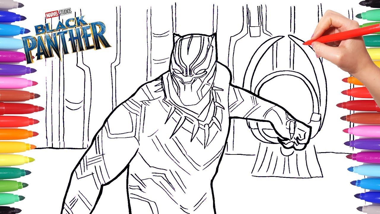 Black panther coloring pages drawing and coloring arvel black panther superheroes coloring pages