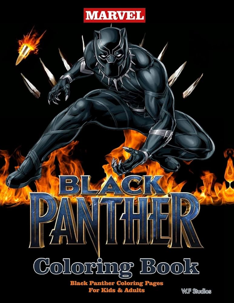 Black panther coloring book black panther coloring pages suitable for both children adults featuring over a dozen pictures of black panther wide standard paper size happy coloring studios wf