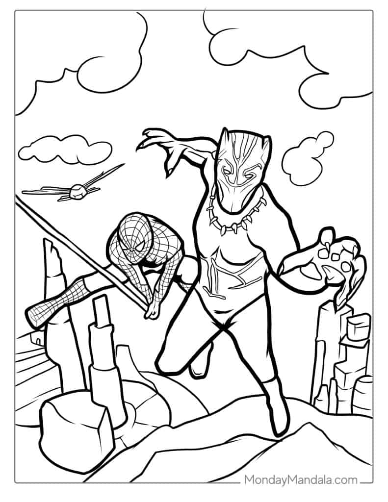 Black panther coloring pages free pdf printables