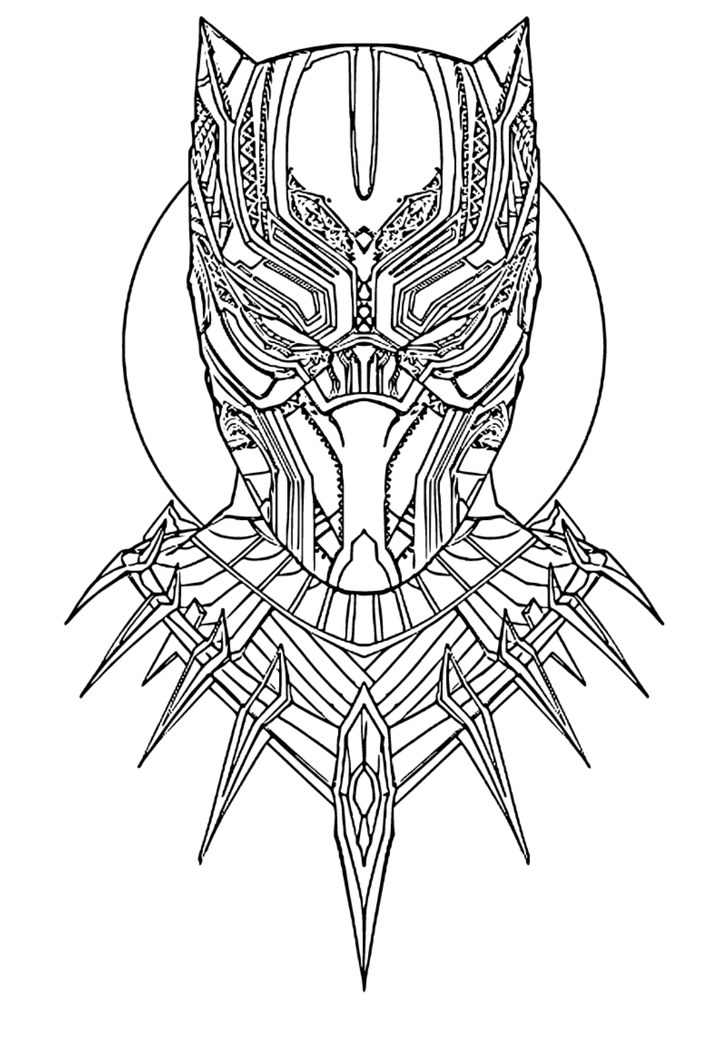 Free printable black panther difficult coloring page for adults and kids