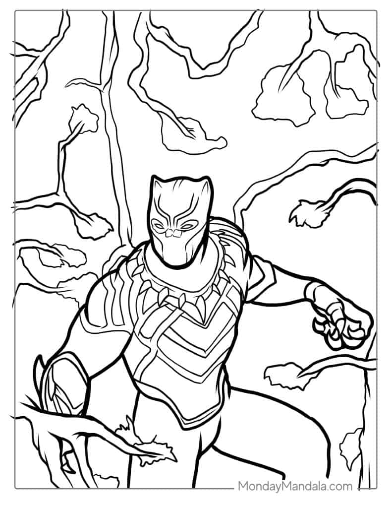 Black panther coloring pages free pdf printables