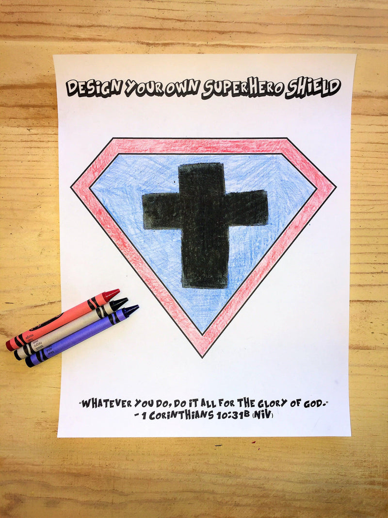 Superhero cape and shield coloring pages