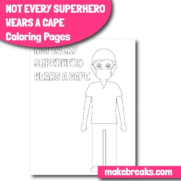 Free carer or health worker superhero coloring page